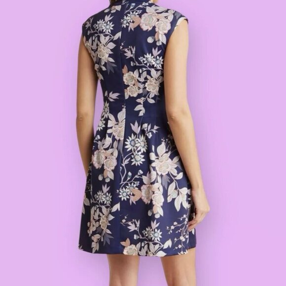 Floral Cap Sleeve Scuba Fit & Flare Dress - Picture 2 of 2